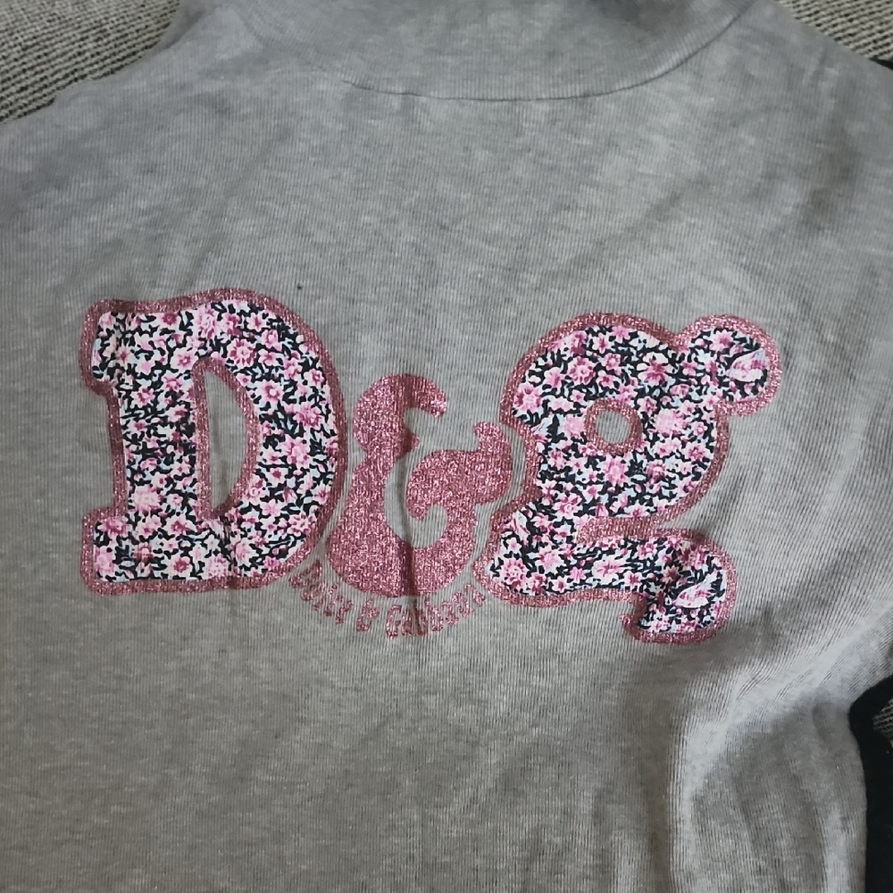 D&G Gray Top with Pink Floral Logo